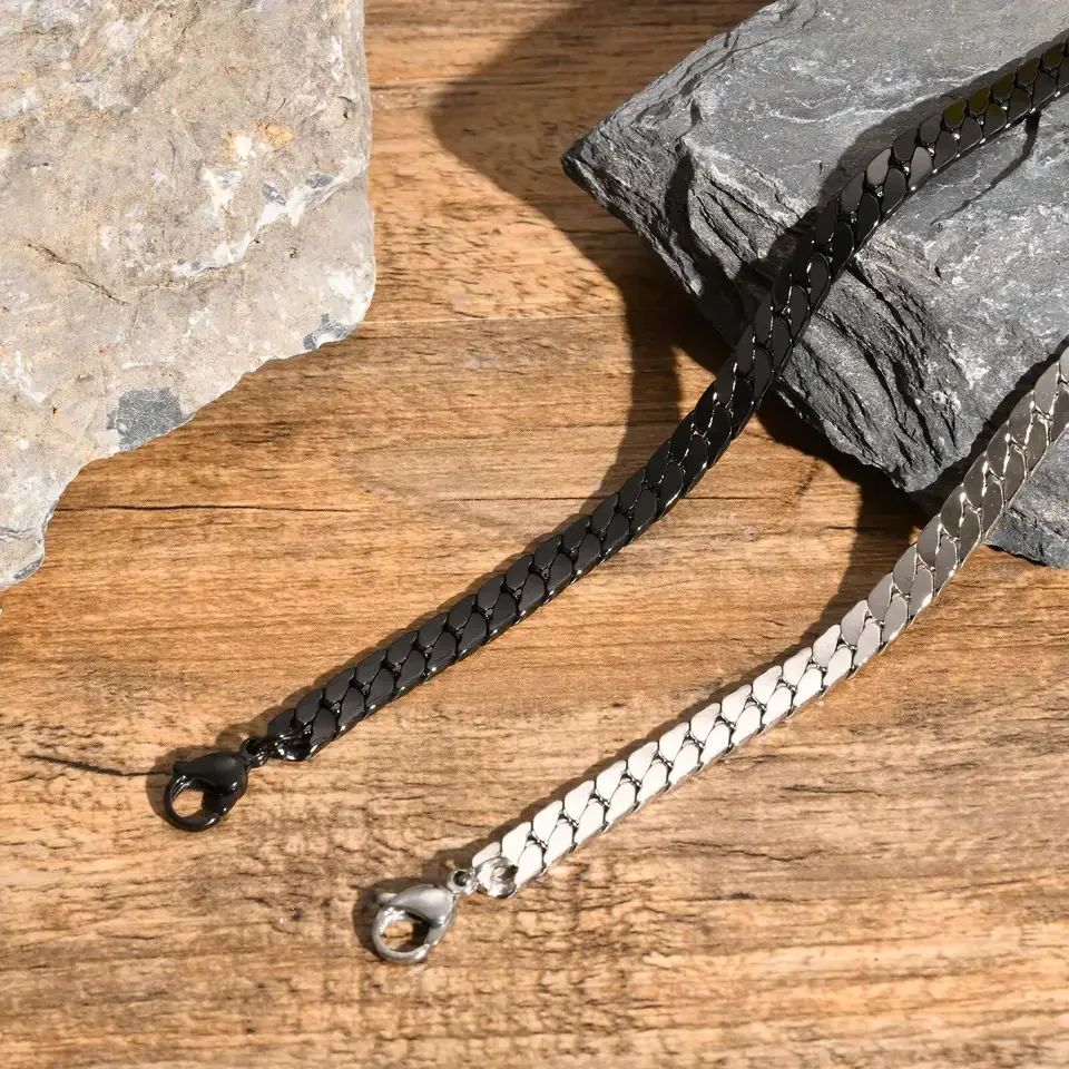 Gothic Black Cuban Chain Bracelets for Men, Stainless Steel Flat Miami Curb Links Wristband, Simple Metal Jewelry
Gothic Black Cuban Chain Bracelets for Men, Stainless Steel Flat Miami Curb Links Wristband, Simple Metal Jewelry