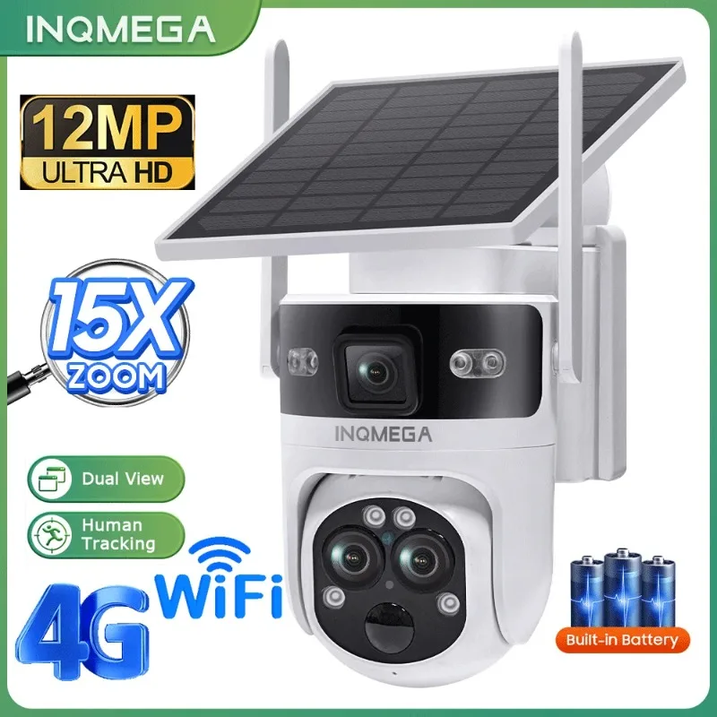 INQMEGA 12MP 6K 4G /WIFI Solar Powered Camera 15X Zoom Three Lens Dual View Night Vision Alarm Yard Security Camera Outdoor
INQMEGA 12MP 6K 4G /WIFI Solar Powered Camera 15X Zoom Three Lens Dual View Night Vision Alarm Yard Security Camera Outdoor