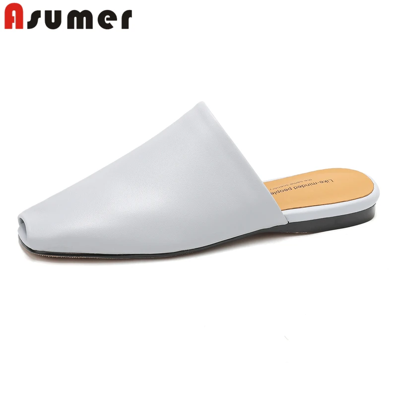 ASUMER Size 34-43 New Genuine Leather Slippers Women Shoes Peep Toe Flat Slippers Summer Mules Female Party Dress Shoes
ASUMER Size 34-43 New Genuine Leather Slippers Women Shoes Peep Toe Flat Slippers Summer Mules Female Party Dress Shoes