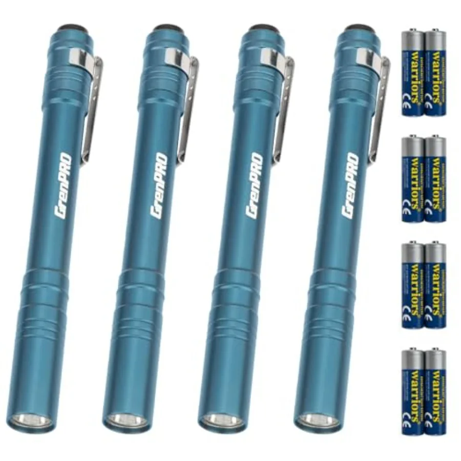 4 Pack LED Pen Light with 8 AAA Batteries Include, Mini Flashlight with Clip, Aluminum Pocket Flashlight Ultra Bright, Flashlig
4 Pack LED Pen Light with 8 AAA Batteries Include, Mini Flashlight with Clip, Aluminum Pocket Flashlight Ultra Bright, Flashlig