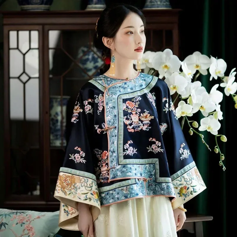 Autumn Traditional Chinese Women Clothing Black Printed Large Sleeves Top Pink Horse Faced Skirt Elegant Women Evening Dresses
Autumn Traditional Chinese Women Clothing Black Printed Large Sleeves Top Pink Horse Faced Skirt Elegant Women Evening Dresses