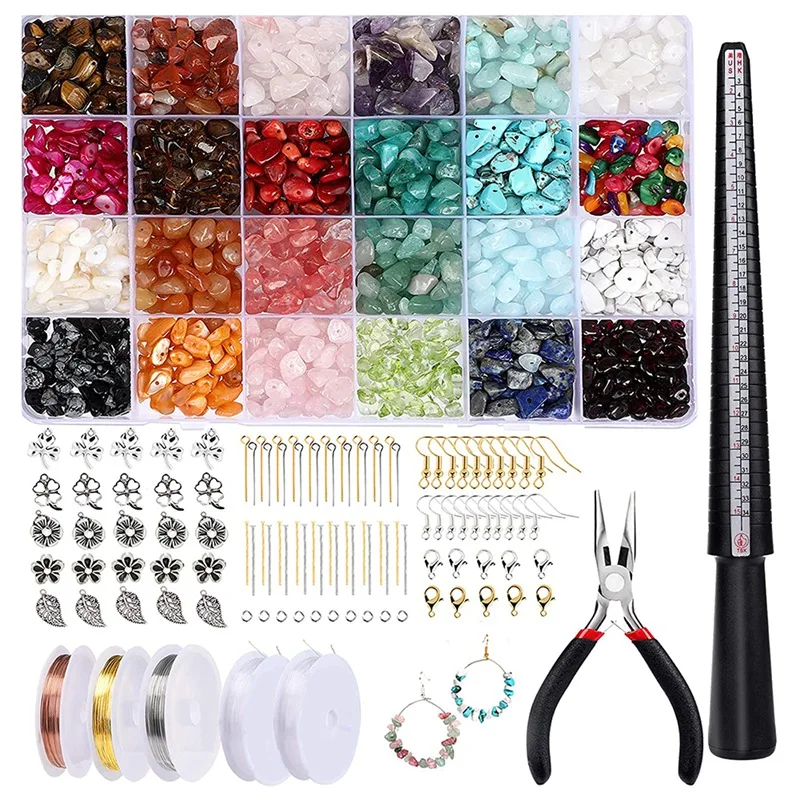 Jewelry Making Kit, Ring Making Kit With 24 Colors Crystal Gemstone Beads, Jewelry Wire, Pliers And Ring Making Supplies
Jewelry Making Kit, Ring Making Kit With 24 Colors Crystal Gemstone Beads, Jewelry Wire, Pliers And Ring Making Supplies