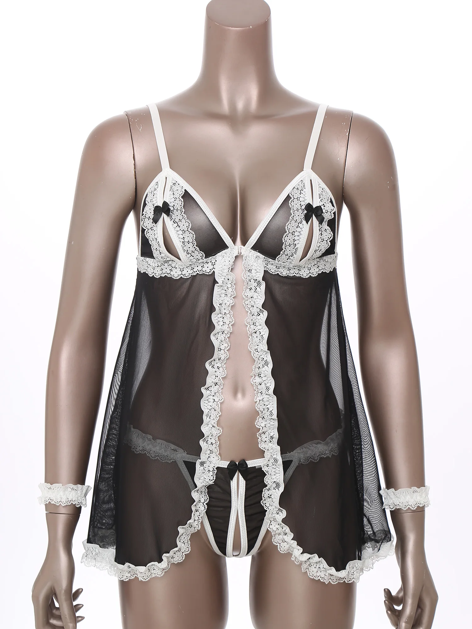 Женская прозрачная сетчатая ночная рубашка с рюшами и кружевной отделкой, прозрачная сексуальная ночная рубашка с вырезами и стринги с Т-образной спинкой, комплект нижнего белья
Женская прозрачная сетчатая ночная рубашка с рюшами и кружевной отделкой, прозрачная сексуальная ночная рубашка с вырезами и стринги с Т-образной спинкой, комплект нижнего белья