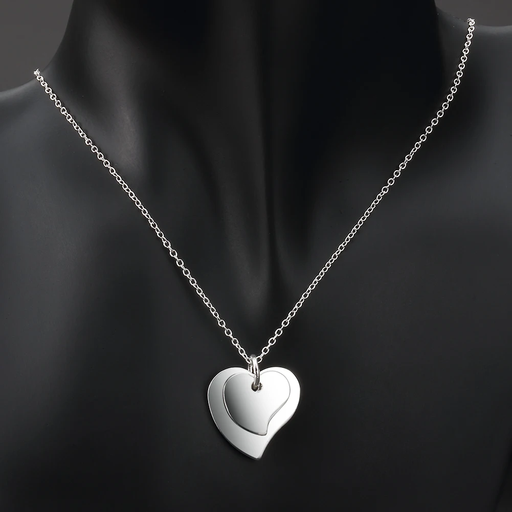 Pretty 925 Sterling Silver beautiful double heart card Pendant Necklace for women fashion party wedding Jewelry Couple gifts
Pretty 925 Sterling Silver beautiful double heart card Pendant Necklace for women fashion party wedding Jewelry Couple gifts