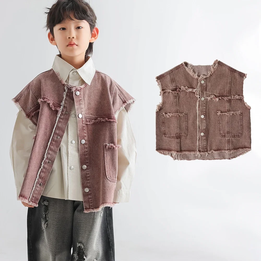 Baby Boys Sleeveless Vest Kids Demin Jacket Button Up Tops Toddler Pocket Street Wear 2025 Spring Autumn Children's Clothing
Baby Boys Sleeveless Vest Kids Demin Jacket Button Up Tops Toddler Pocket Street Wear 2025 Spring Autumn Children's Clothing