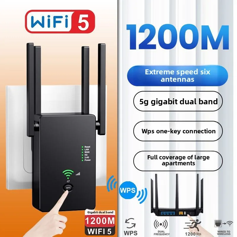 AC1200 Wireless 5G WiFi Extender/Router/AP Dual Band Repeater Booster Signal 802.11AC Long Range 1200Mbps Wi-Fi Access Point
AC1200 Wireless 5G WiFi Extender/Router/AP Dual Band Repeater Booster Signal 802.11AC Long Range 1200Mbps Wi-Fi Access Point