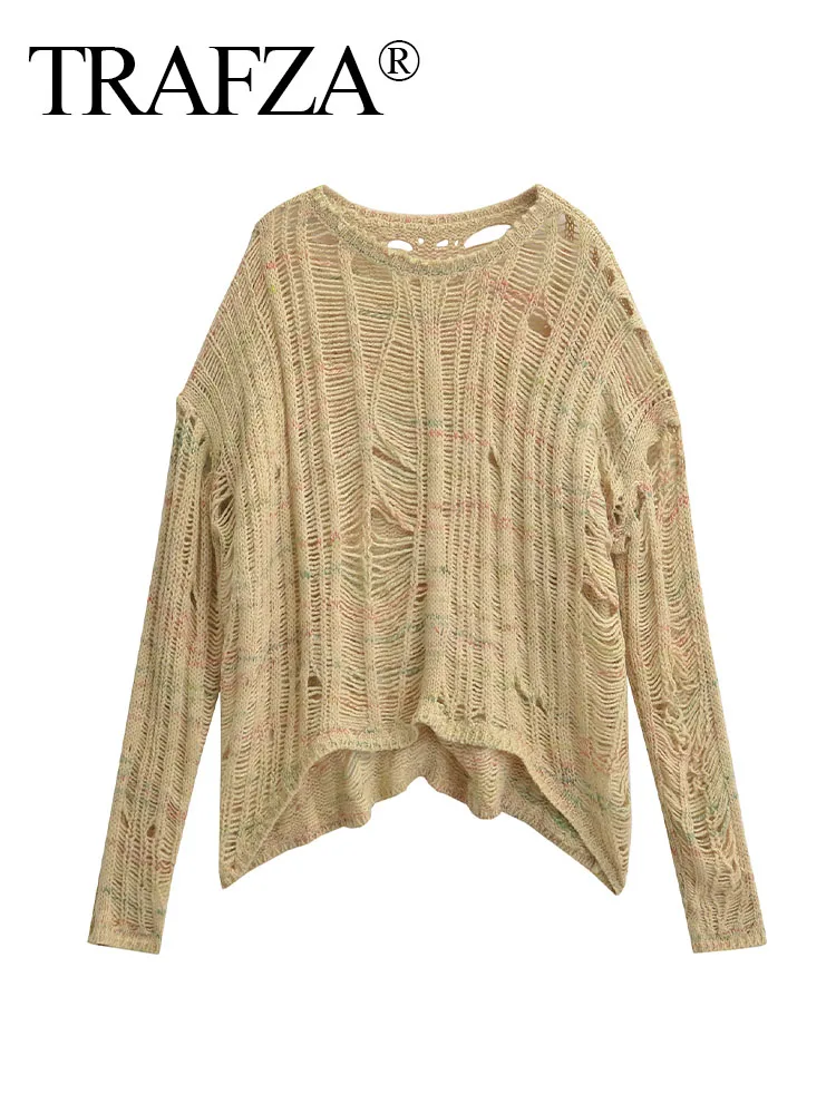 TRAFZA Summer Women's Elegant Pullover Cotton Yarn Long Sleeve Sweater Tops Woman Versatile Lazy Wind Hole Top Clothing Mujer
TRAFZA Summer Women's Elegant Pullover Cotton Yarn Long Sleeve Sweater Tops Woman Versatile Lazy Wind Hole Top Clothing Mujer
