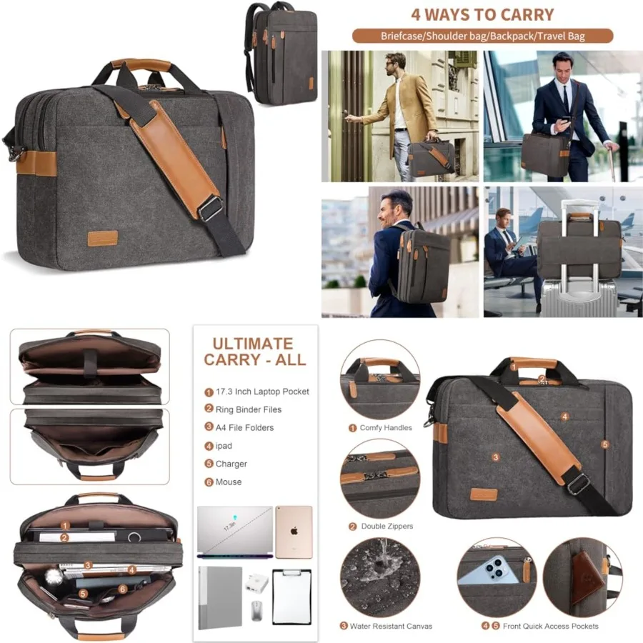 Laptop Computer Bag for Men 3 In 1, 17-17.3 Inch Laptop Messenger Bag for Business/Work/Travel, Convertible Backpack Briefcase
Laptop Computer Bag for Men 3 In 1, 17-17.3 Inch Laptop Messenger Bag for Business/Work/Travel, Convertible Backpack Briefcase