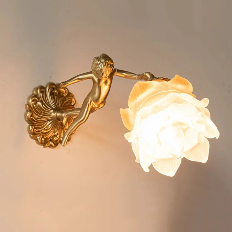 Retro crystal all-copper angel wall lamp, French antique bedside living room background wall lamp on both sides
Retro crystal all-copper angel wall lamp, French antique bedside living room background wall lamp on both sides