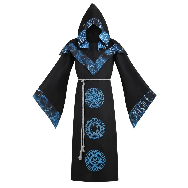 Medieval Hooded Cloak Gold Printed Pagan Sorcerer Witch Wizard Cosplay Costume Halloween Carnival Party Gothic Robe Men Outfits
Medieval Hooded Cloak Gold Printed Pagan Sorcerer Witch Wizard Cosplay Costume Halloween Carnival Party Gothic Robe Men Outfits