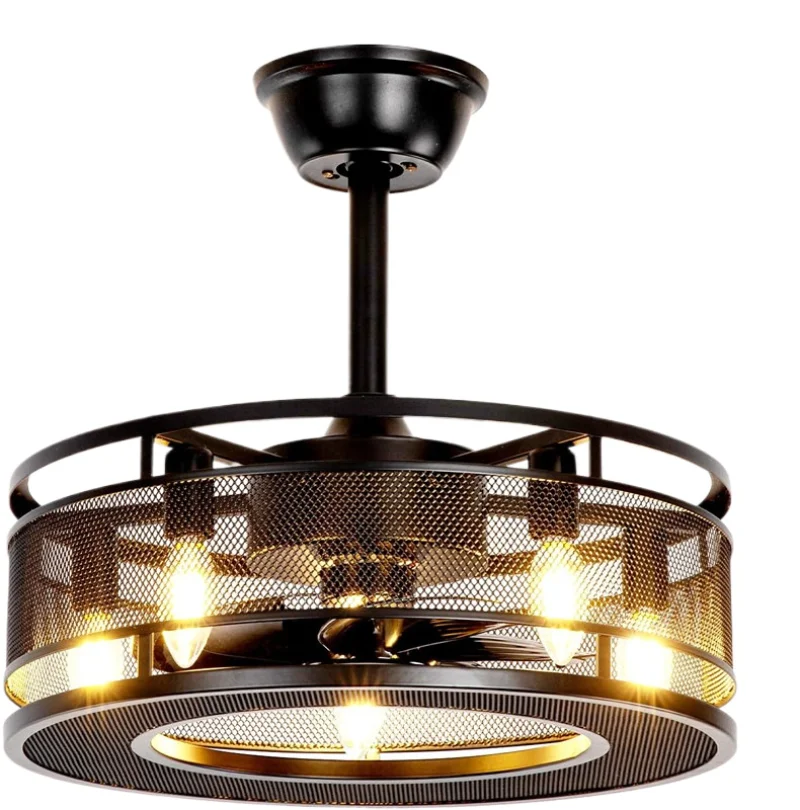 Retro Industrial timeable ceiling fan lamp with remote control for restaurant living room hidden country silent chandelier fan
Retro Industrial timeable ceiling fan lamp with remote control for restaurant living room hidden country silent chandelier fan