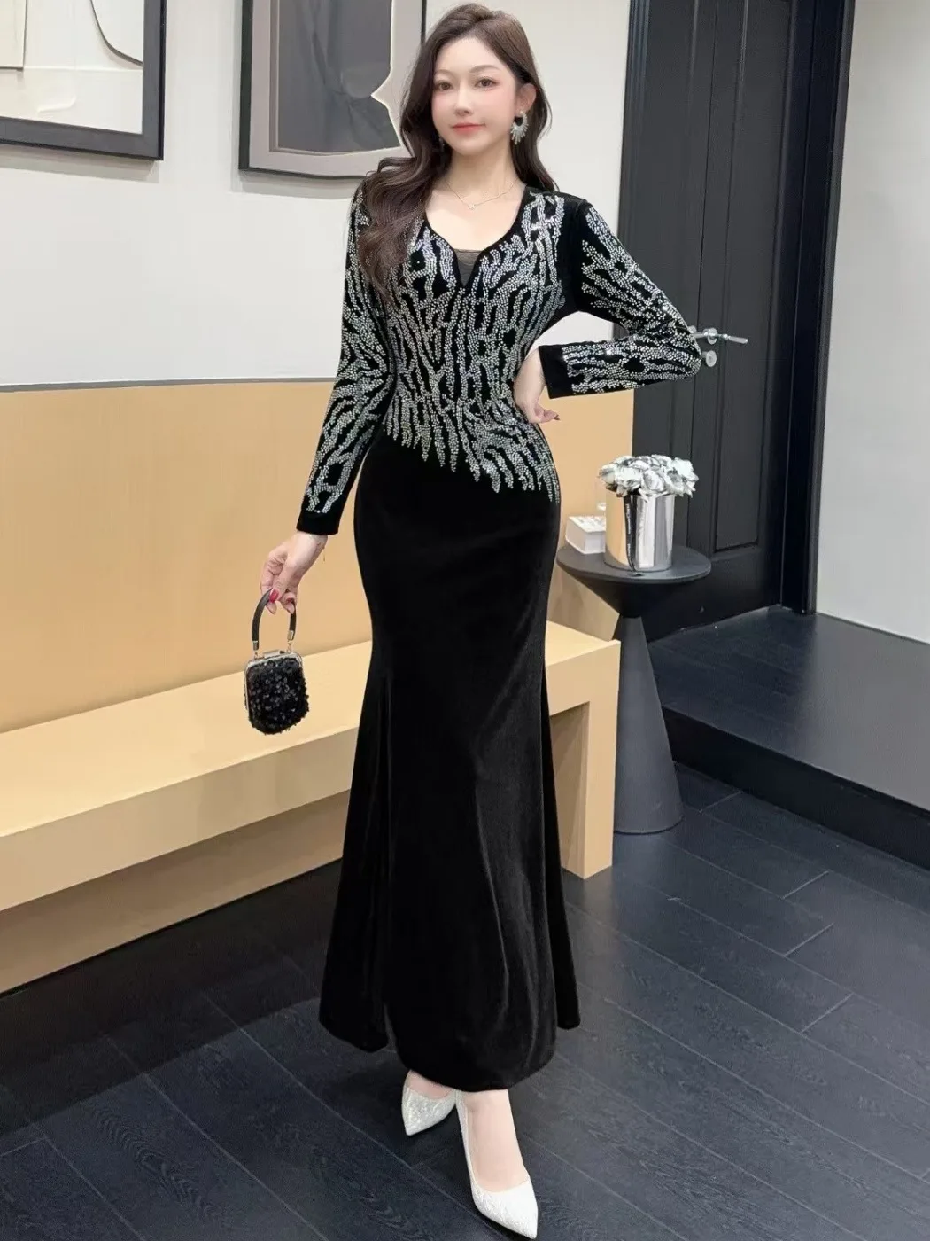 Ретро Sle Faionable V-Ne Long Sve Diamond Dr, женская длинная юбка с приталенной талией, сексуальная длинная юбка с высокой талией
Ретро Sle Faionable V-Ne Long Sve Diamond Dr, женская длинная юбка с приталенной талией, сексуальная длинная юбка с высокой талией