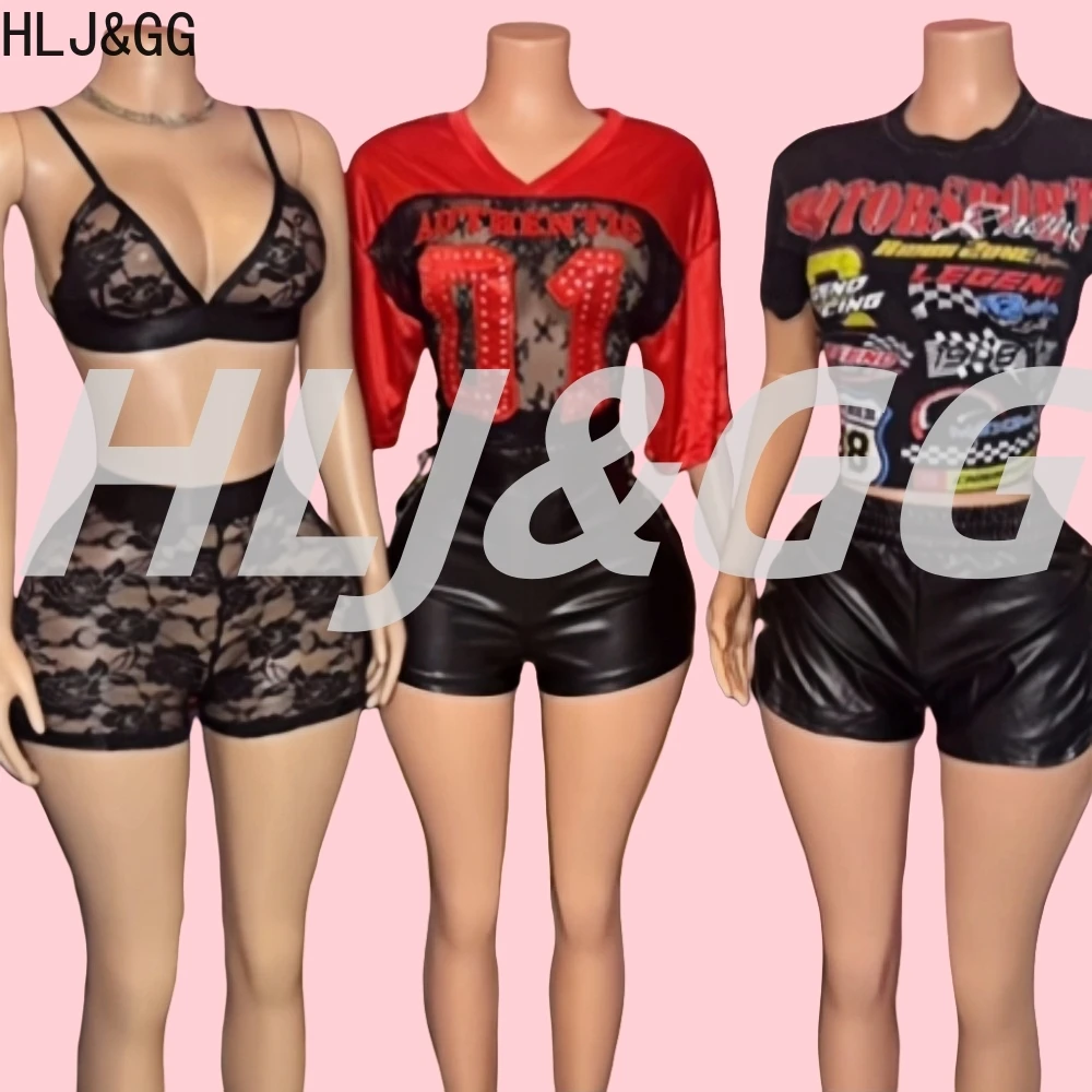 HLJ&GG Black Sexy Lace See Though Two Piece Sets Women Spaghetti Strap Backless Slim Crop Top And Shorts Outfit Fashion Clubwear
HLJ&GG Black Sexy Lace See Though Two Piece Sets Women Spaghetti Strap Backless Slim Crop Top And Shorts Outfit Fashion Clubwear