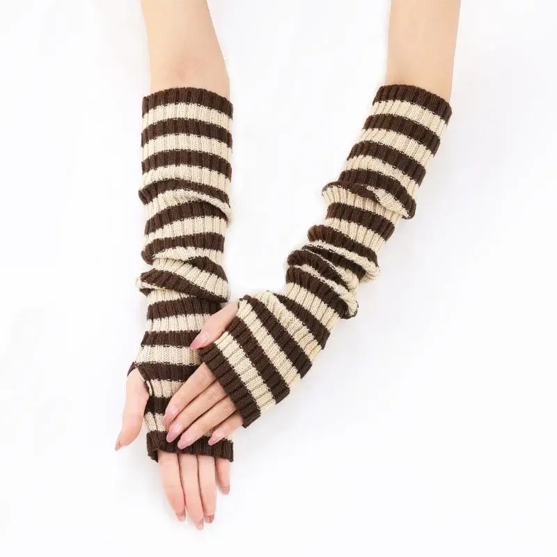 652F Fashion Striped Half Finger Gloves Long Knitted Cuffs Cold Weather Activity
652F Fashion Striped Half Finger Gloves Long Knitted Cuffs Cold Weather Activity