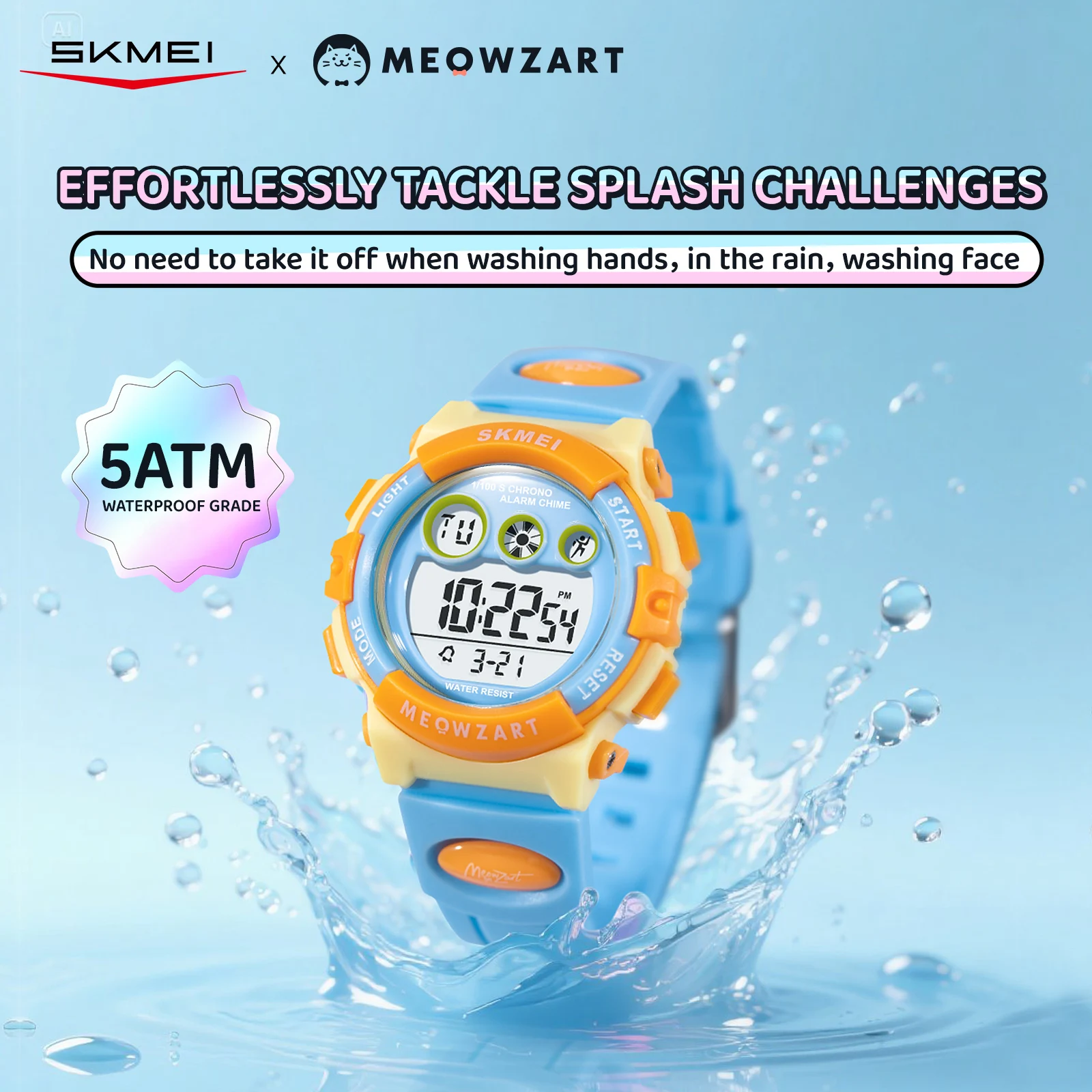 SKMEI 7803 Wristwatch MEOWZART Co-branded Kid Watch Youth Student Clock 5ATM Waterproof Stopwatch Alarm Date For Route Activity
SKMEI 7803 Wristwatch MEOWZART Co-branded Kid Watch Youth Student Clock 5ATM Waterproof Stopwatch Alarm Date For Route Activity