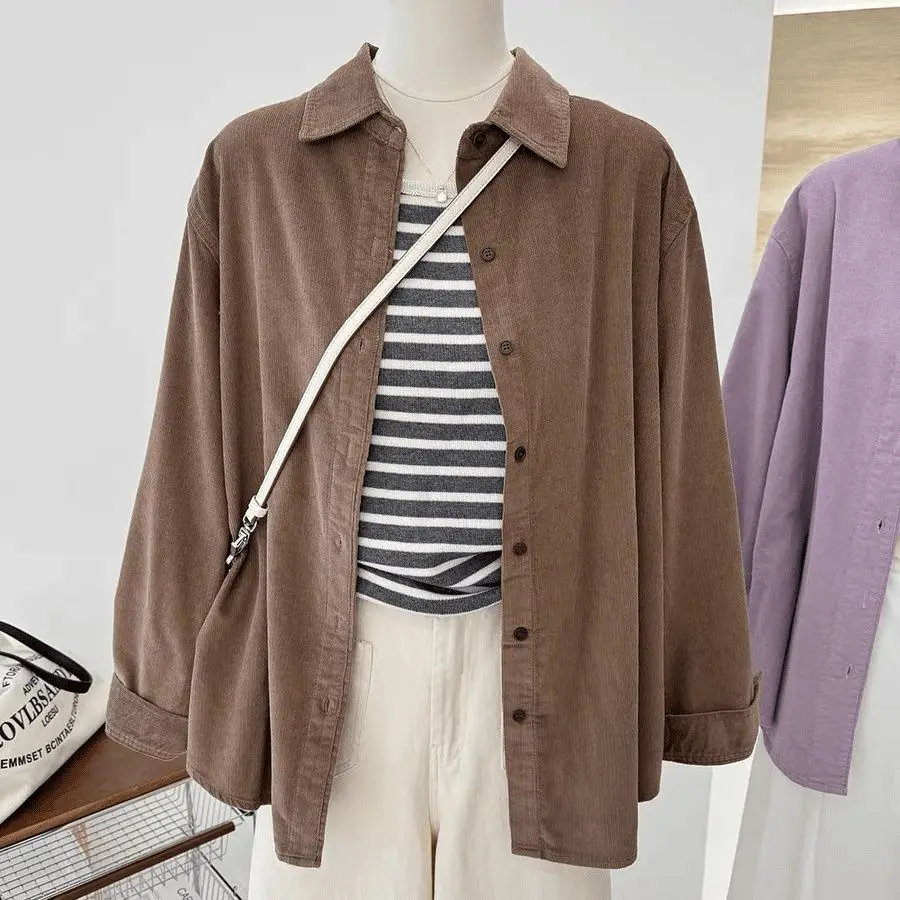 Solid Color Long Sleeves Corduroy Shirt Jacket for Women Sprng Autumn Casual Commuting Loose Coat Top Fashion Women Clothing
Solid Color Long Sleeves Corduroy Shirt Jacket for Women Sprng Autumn Casual Commuting Loose Coat Top Fashion Women Clothing
