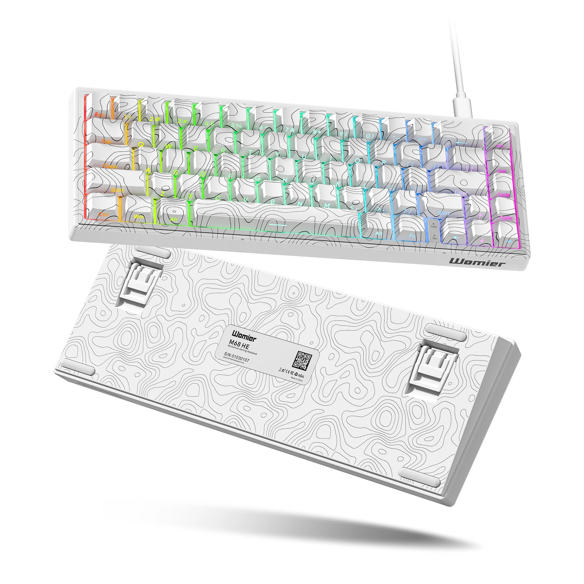 Womier M68 HE V2 65% Topographic Themed Rapid Trigger Hall Effect Wired Mechanical Keyboard RGB Custom Gaming Keyboard for PC
Womier M68 HE V2 65% Topographic Themed Rapid Trigger Hall Effect Wired Mechanical Keyboard RGB Custom Gaming Keyboard for PC