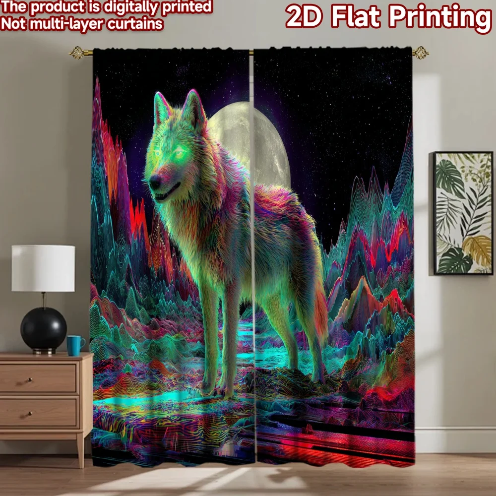 2D flat printing 2pcs Window Drapes Cyberpunk Wolf Neon SciFi Animal Digital Printed Polyester Drapes Holiday Decorations for
2D flat printing 2pcs Window Drapes Cyberpunk Wolf Neon SciFi Animal Digital Printed Polyester Drapes Holiday Decorations for