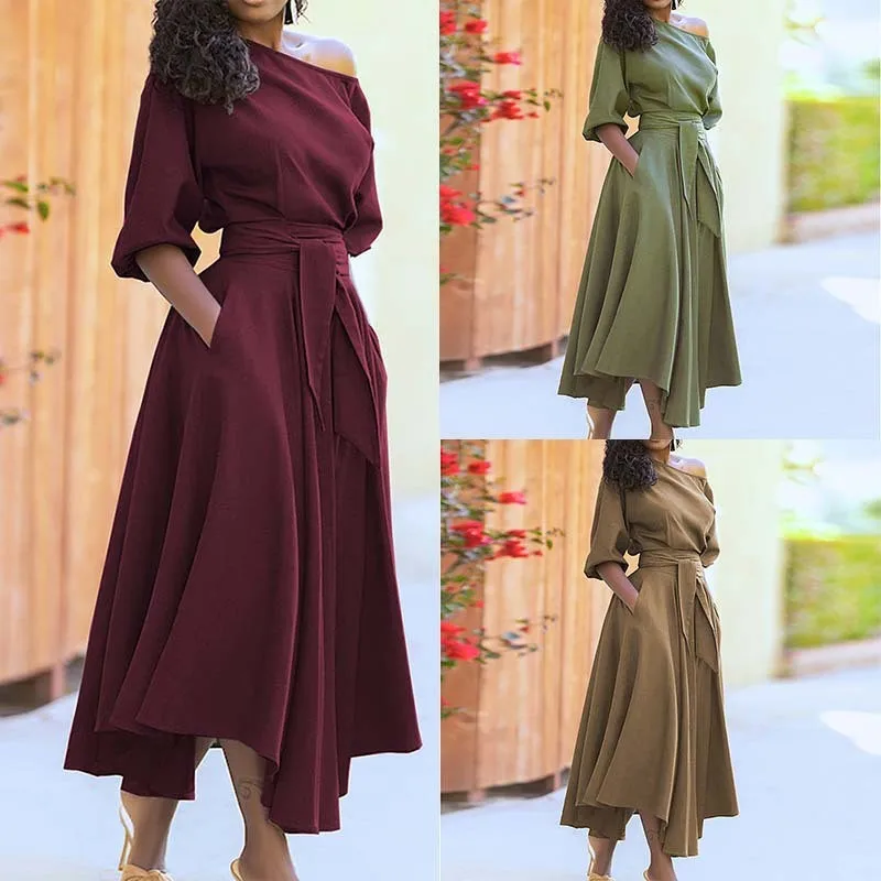 Off Shoulder Dress Solid Black High Waist A Line Dresses Wrap Waist Burgundy Maxi Dress Asymmetrical Hem Evening Dress Khaki
Off Shoulder Dress Solid Black High Waist A Line Dresses Wrap Waist Burgundy Maxi Dress Asymmetrical Hem Evening Dress Khaki