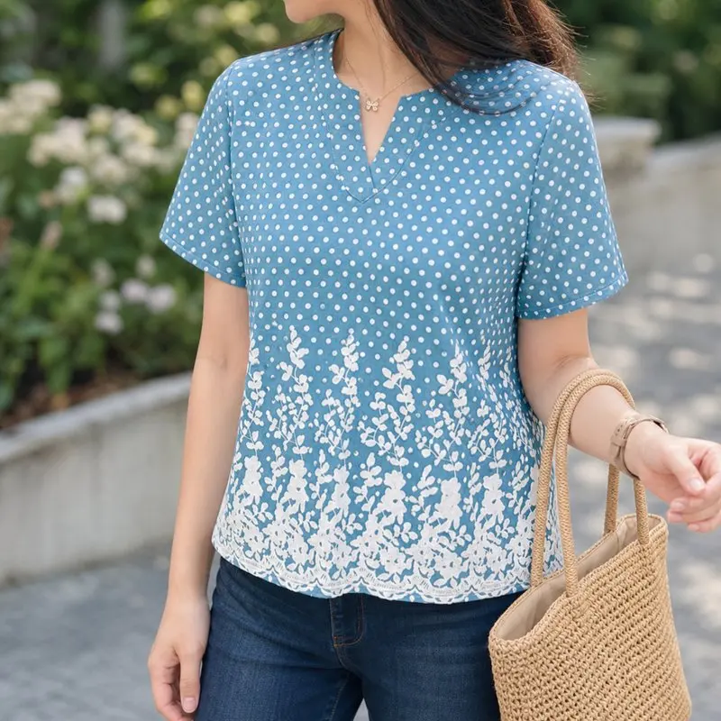 ZANZEA Women Blouse Short Sleeve Top Loose Elegant Office Casual V-Neck Polka Dot Summer Blusas Tunic Tee Streetwear
ZANZEA Women Blouse Short Sleeve Top Loose Elegant Office Casual V-Neck Polka Dot Summer Blusas Tunic Tee Streetwear