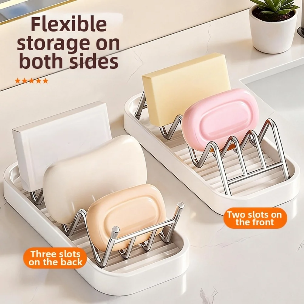 Stainless Steel W-Shaped Soap Dish With Tray Bathroom Soap Holder Drainage For Multiple Bars Of Soap And Sponges
Stainless Steel W-Shaped Soap Dish With Tray Bathroom Soap Holder Drainage For Multiple Bars Of Soap And Sponges