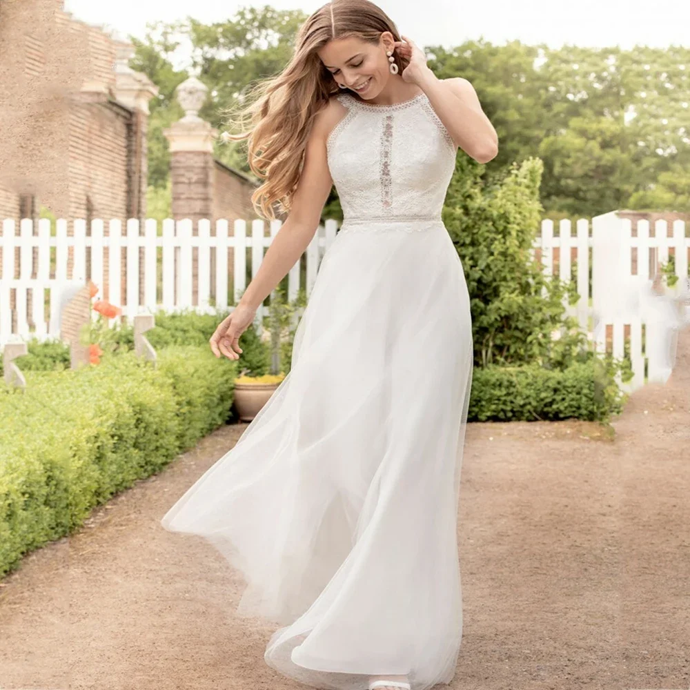 Customized Classic Wedding Dresses Sleeveless Scoop Neck Elegant A-line Open Back High Quality Women Shoulder Strap Bridal Gown
Customized Classic Wedding Dresses Sleeveless Scoop Neck Elegant A-line Open Back High Quality Women Shoulder Strap Bridal Gown