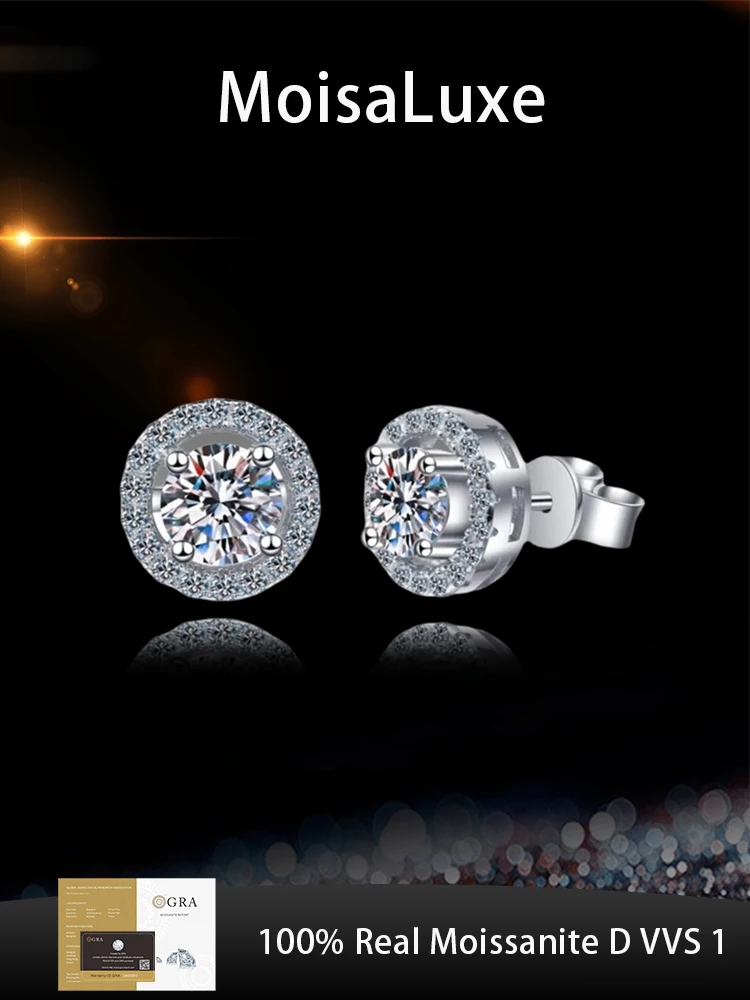 MoisaLuxe Official Store GRA Moissanite Plata Sterling 925 Silver Earrings For Women Stud Earrings Piercing Fashion Jewelry Gift
MoisaLuxe Official Store GRA Moissanite Plata Sterling 925 Silver Earrings For Women Stud Earrings Piercing Fashion Jewelry Gift