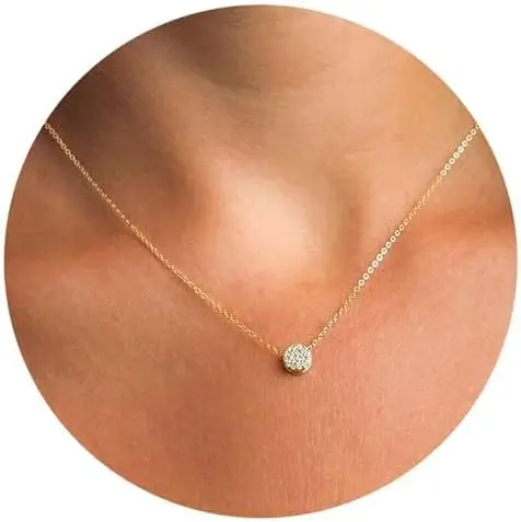 14K Gold Plated Circle Pendant Necklace with Cubic Zirconia, Dainty Twist Rope Chain, Elegant Jewelry Gift for Women
14K Gold Plated Circle Pendant Necklace with Cubic Zirconia, Dainty Twist Rope Chain, Elegant Jewelry Gift for Women
