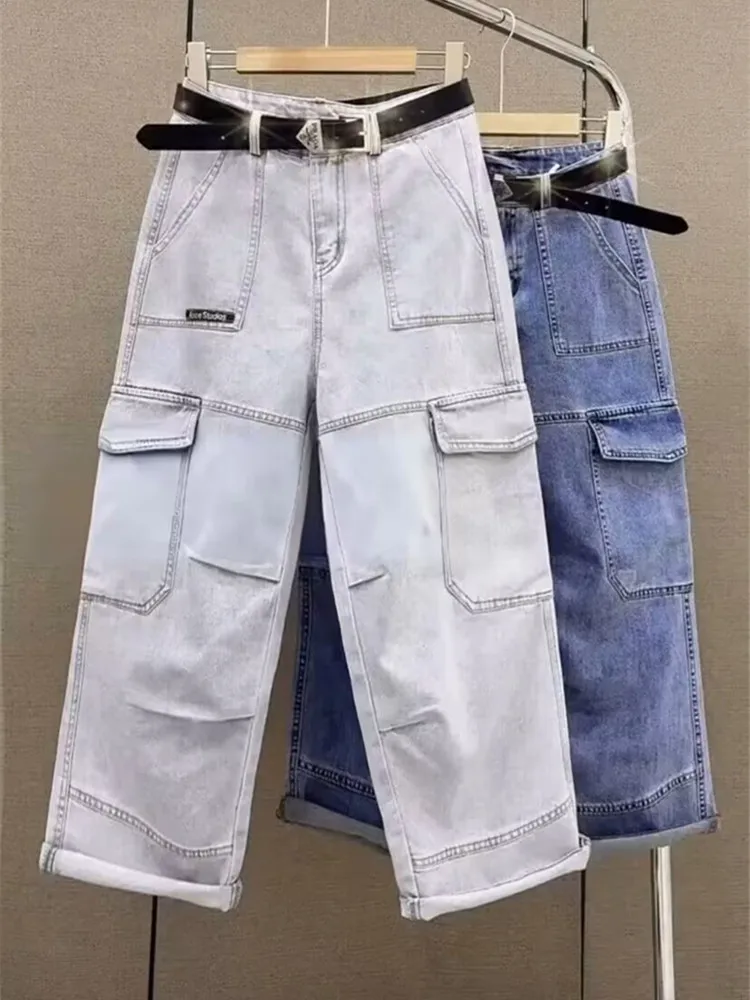 Fashion Women's Cargo Pants 2025 New Bottoms High Waist Loose Vintage Casual Pockets Pantalon Femme Straight Korean Trousers
Fashion Women's Cargo Pants 2025 New Bottoms High Waist Loose Vintage Casual Pockets Pantalon Femme Straight Korean Trousers