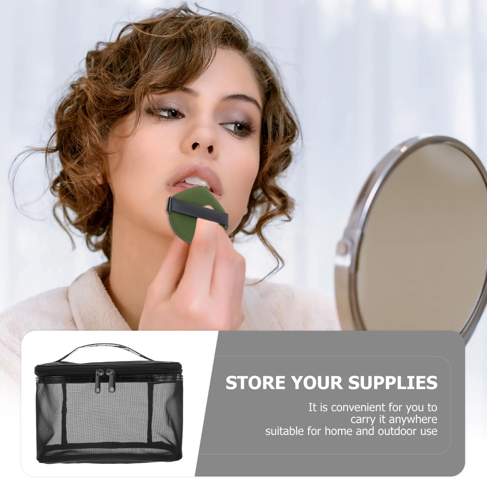 1pc Makeup Storage Bag Organizer Toiletry Pouch Mesh Travel Case Skincare Nail Art Tools Black 600D Large for Women
1pc Makeup Storage Bag Organizer Toiletry Pouch Mesh Travel Case Skincare Nail Art Tools Black 600D Large for Women
