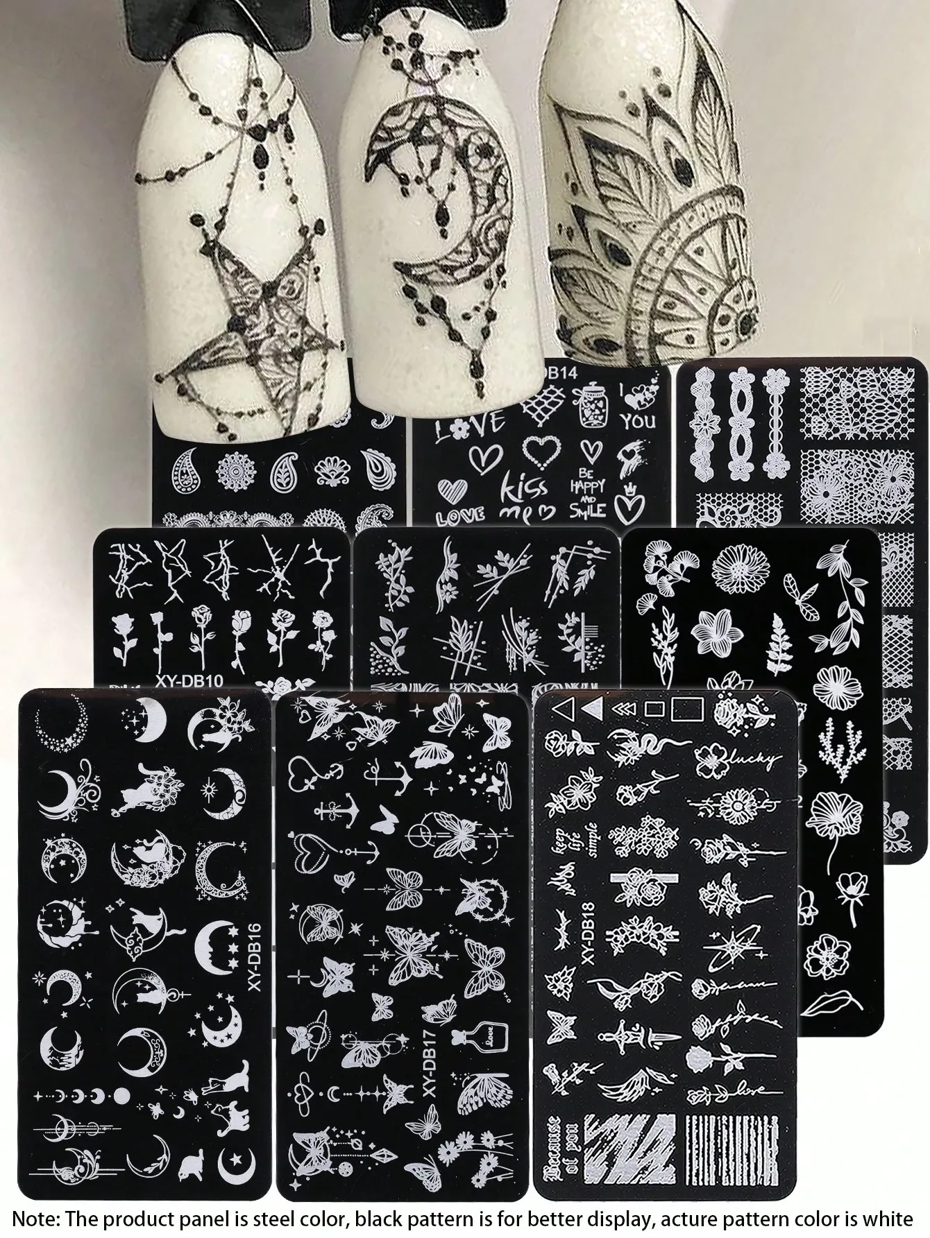1pc Cat & Crescent Moon Nail Art Stamping Plate With Rose Flower, Heart Y2K Pattern Design Nail Stamping Template, Nail Art Accessories Tool, Suitable For Women And Girls
1pc Cat & Crescent Moon Nail Art Stamping Plate With Rose Flower, Heart Y2K Pattern Design Nail Stamping Template, Nail Art Accessories Tool, Suitable For Women And Girls