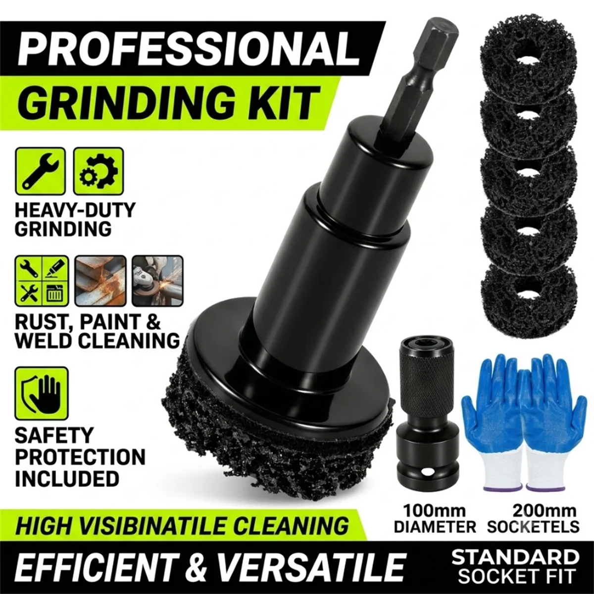Wheel Stud Hub Cleaning Tool Set 1/4" Hex Shank 1/2" Impact Wrench Adapter with 6 Stripping Discs for Brake Disc Rust Remove
Wheel Stud Hub Cleaning Tool Set 1/4" Hex Shank 1/2" Impact Wrench Adapter with 6 Stripping Discs for Brake Disc Rust Remove