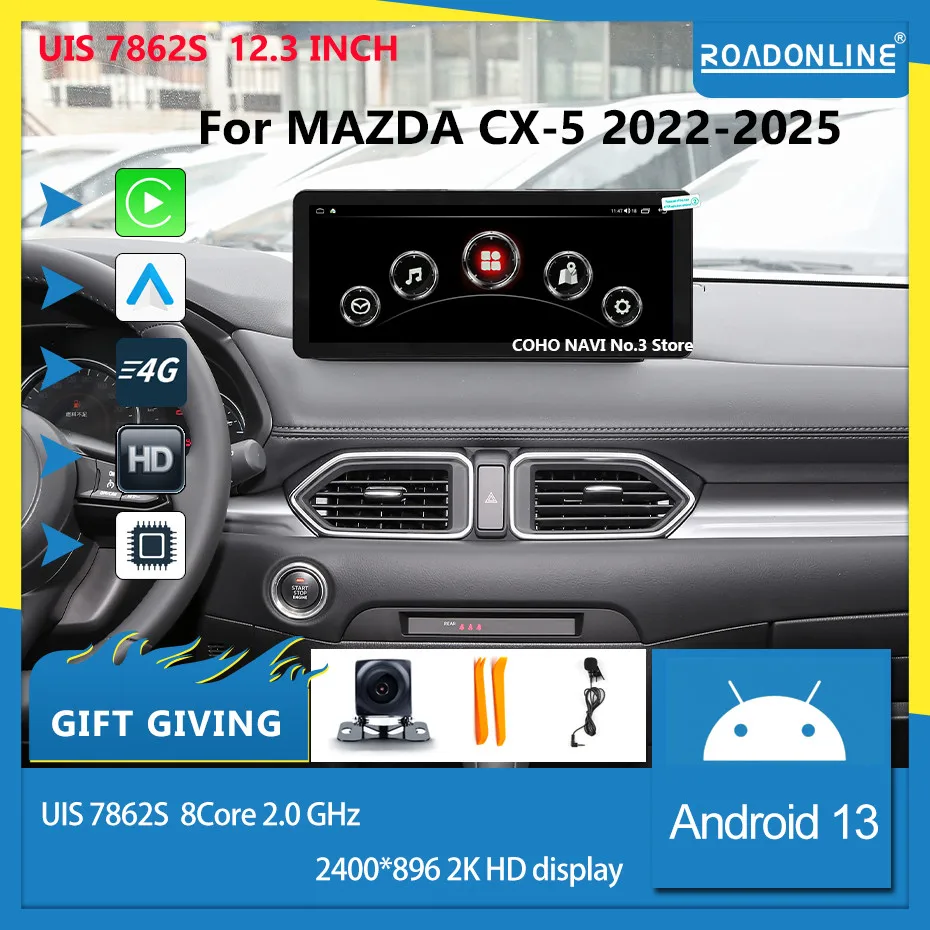Для Mazda CX-5 2022-2025 12,3-дюймовый 2K 2400*896 Android 13 8 Core 8+256G Автомобильный мультимедийный плеер Стерео Радио Автомобильное радио с экраном
Для Mazda CX-5 2022-2025 12,3-дюймовый 2K 2400*896 Android 13 8 Core 8+256G Автомобильный мультимедийный плеер Стерео Радио Автомобильное радио с экраном