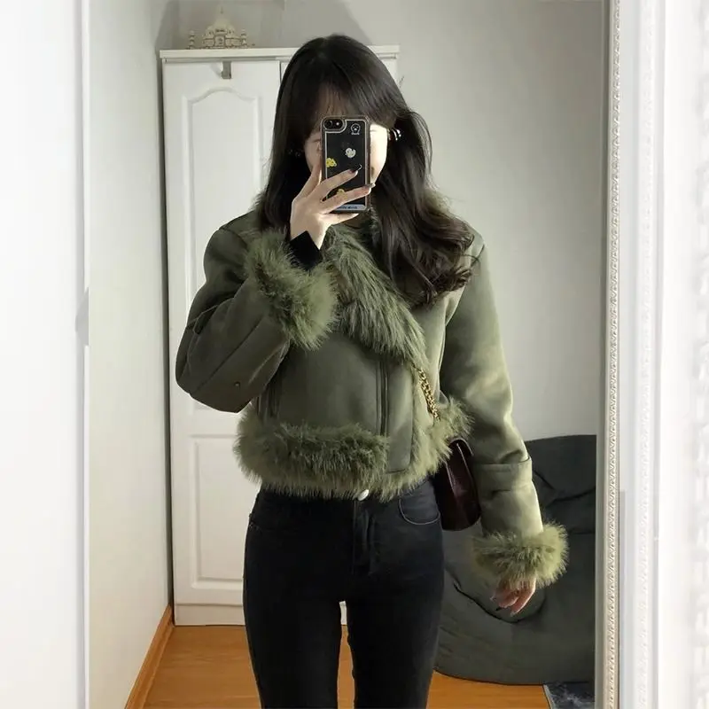 Korean Women's Autumn Winter Motorbike Sle Upperwear Warm Faux Fur Collar Loose Fit ort Coat
Korean Women's Autumn Winter Motorbike Sle Upperwear Warm Faux Fur Collar Loose Fit ort Coat