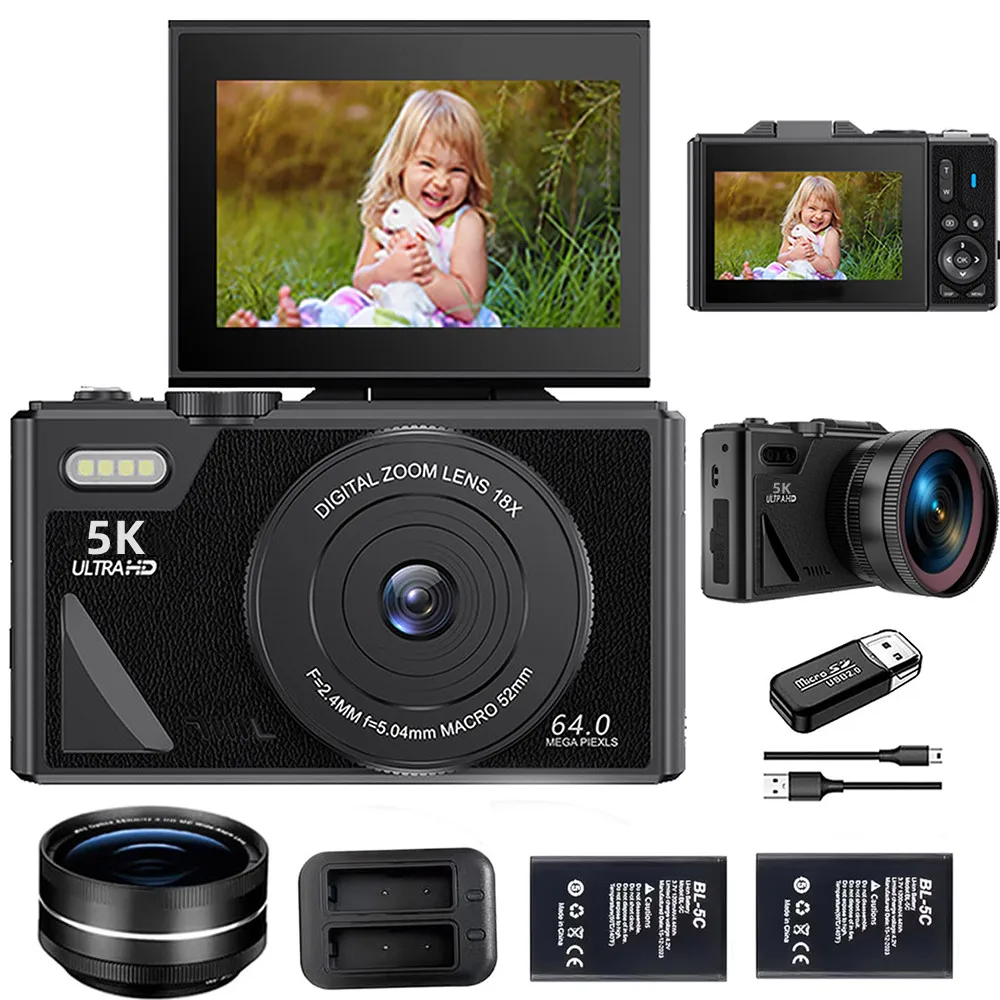 75MP 5K UHD Digital Camera with 18X Zoom, Flip Screen Vlog Camcorder for Livestreaming, WiFi Webcam 3.0 Selfie & Photography
75MP 5K UHD Digital Camera with 18X Zoom, Flip Screen Vlog Camcorder for Livestreaming, WiFi Webcam 3.0 Selfie & Photography