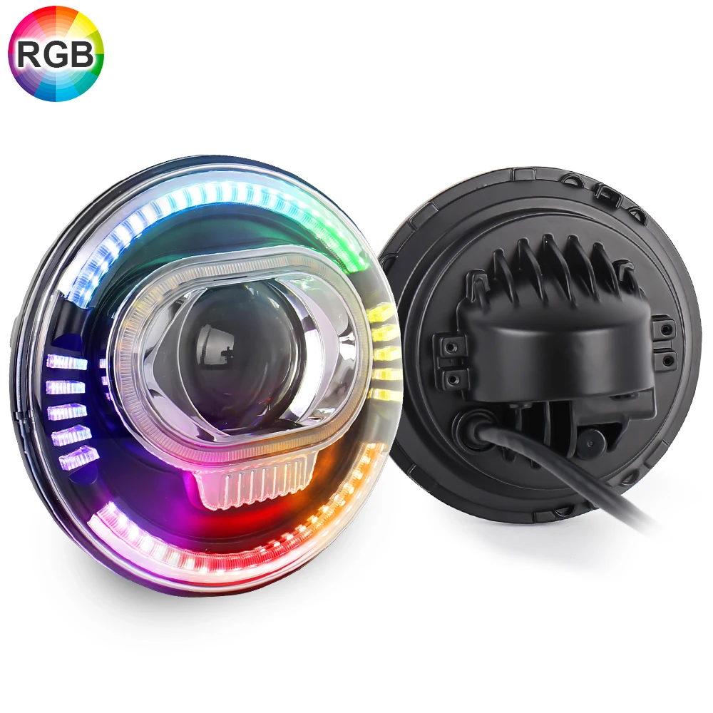 MOVOTOR 7 Inch RGB Halo LED Headlight Blue-tooth Control Multi-Color Hi/Lo Beam DRL Turn Signal for Jeep Wrangler JK Lada Niva
MOVOTOR 7 Inch RGB Halo LED Headlight Blue-tooth Control Multi-Color Hi/Lo Beam DRL Turn Signal for Jeep Wrangler JK Lada Niva