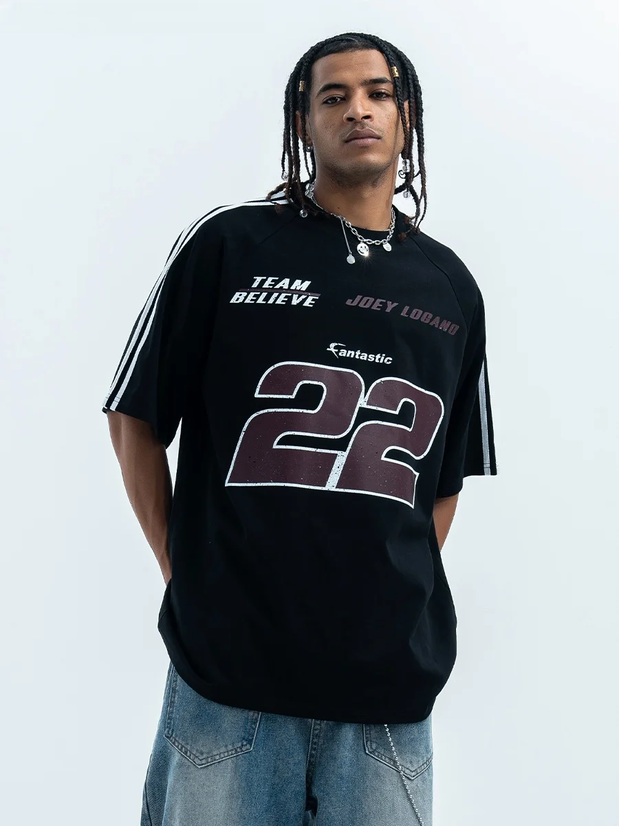 Original Trendy Brand American Streetwear Shoulder Patchwork Letter round Neck Short Sleeve T-Shirt Unisex Summer Cotton Tee
Original Trendy Brand American Streetwear Shoulder Patchwork Letter round Neck Short Sleeve T-Shirt Unisex Summer Cotton Tee