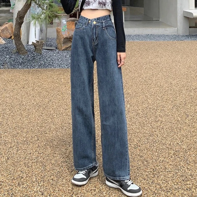 Джинсовые брюки, женские джинсы, винтажные прямые брюки, осенне-весенние модные женские синие джинсы с высокой талией, повседневные широкие брюки
Джинсовые брюки, женские джинсы, винтажные прямые брюки, осенне-весенние модные женские синие джинсы с высокой талией, повседневные широкие брюки
