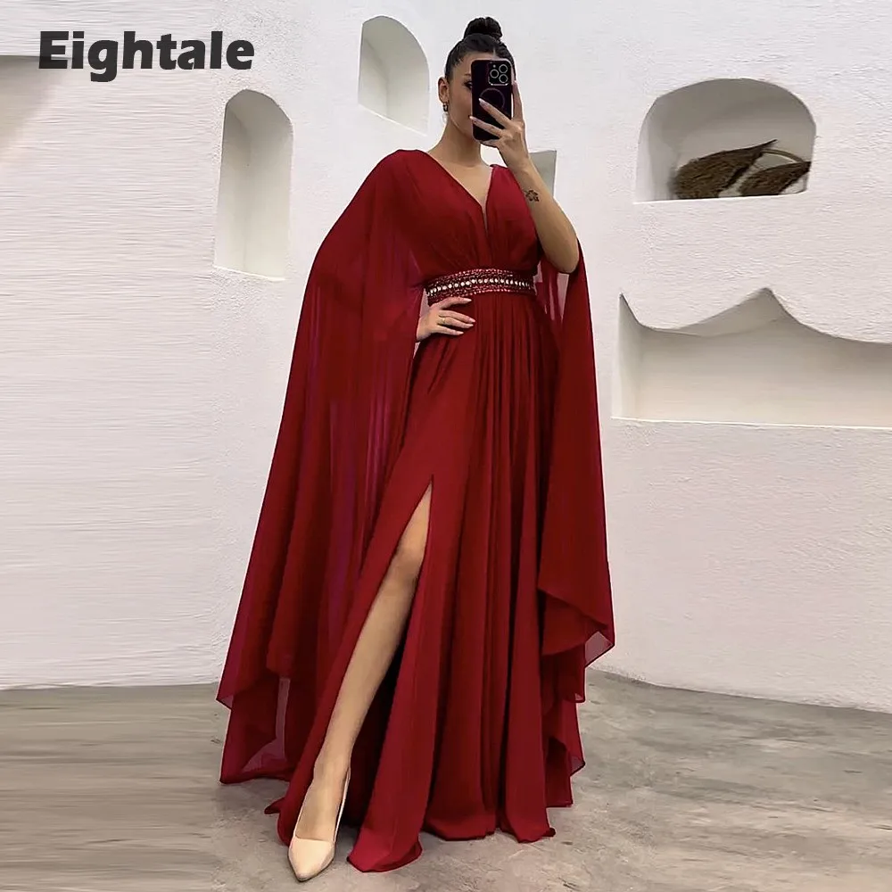Eightale Burgundy Evening Dress V-Neck Chiffon Beaded Cape Sleeves Arabic Floor Length Custom Made Prom Party Dress Ballkleider
Eightale Burgundy Evening Dress V-Neck Chiffon Beaded Cape Sleeves Arabic Floor Length Custom Made Prom Party Dress Ballkleider