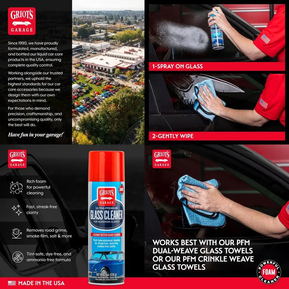 Ultra-Premium Glass Cleaner, Foaming Aerosol Spray for Car Window, Windshield, Mirror, Tint Safe, Ammonia-Free Formula, 19 Oz, 1
Ultra-Premium Glass Cleaner, Foaming Aerosol Spray for Car Window, Windshield, Mirror, Tint Safe, Ammonia-Free Formula, 19 Oz, 1