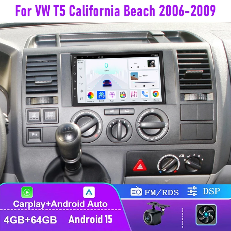 7" 4+64GB For VW T5 California Beach 2006-2009 Car Radio Android 15 Auto Support Wireless Apple Carplay GPS Rear Camera FM
7" 4+64GB For VW T5 California Beach 2006-2009 Car Radio Android 15 Auto Support Wireless Apple Carplay GPS Rear Camera FM