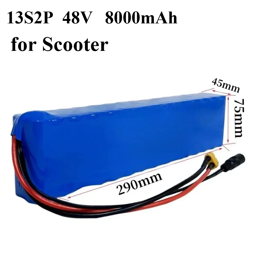 Upgraded 13S2P 48V 8000mAh 21700 Battery Pack – Durable Energy Supply for 700W Scooter, Comes with 54.6V Charger for Long Rides
Upgraded 13S2P 48V 8000mAh 21700 Battery Pack – Durable Energy Supply for 700W Scooter, Comes with 54.6V Charger for Long Rides