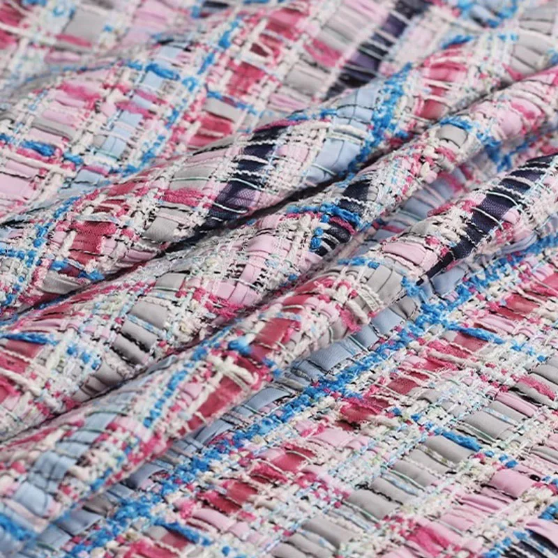 Luxury Pink & Blue Stripe Tweed Fabric French Style Boucle Textile For Women's Jacket Skirt Coat Sewing DIY Craft Material
Luxury Pink & Blue Stripe Tweed Fabric French Style Boucle Textile For Women's Jacket Skirt Coat Sewing DIY Craft Material