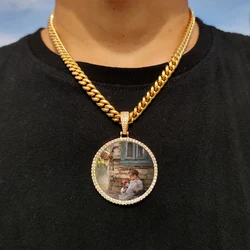 45mm Hip Hop Iced Out DIY Photo CZ Pendant Custom Picture Pendant Necklace Personalized Women Men Rapper Jewelry For Him Her 45mm Hip Hop Iced Out DIY Photo CZ Pendant Custom Picture Pendant Necklace Personalized Women Men Rapper Jewelry For Him Her