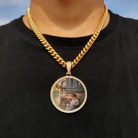 45mm Hip Hop Iced Out DIY Foto CZ Hanger Aangepaste Foto Hanger Ketting Gepersonaliseerde Vrouwen Mannen Rapper Sieraden Voor hem Haar