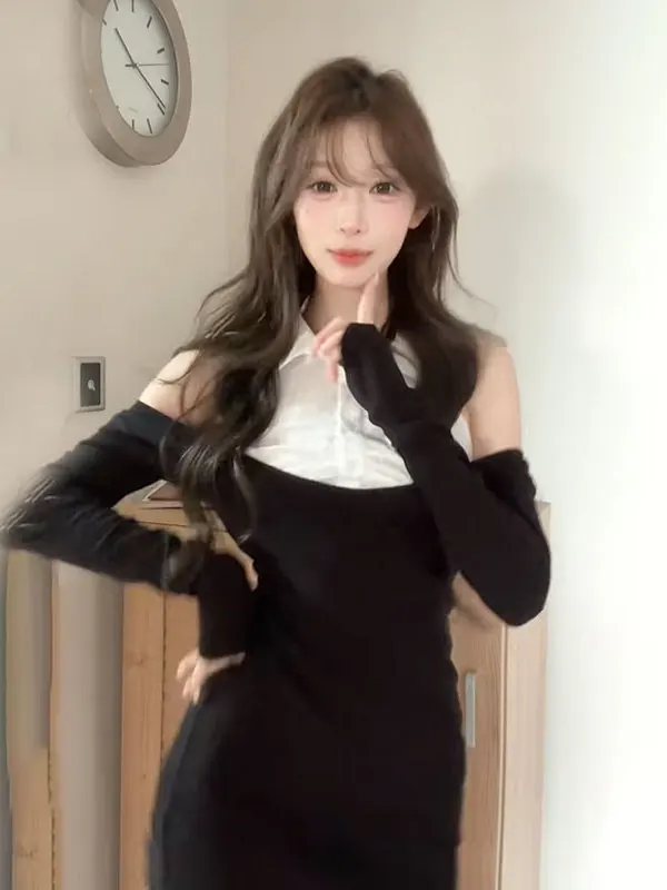 Sexy ort Skirt Dr Bodycon Design Fake Two-Piece Contrast Color oulder Bared Waist-Cinched Mid-Weight Cotton Blend
Sexy ort Skirt Dr Bodycon Design Fake Two-Piece Contrast Color oulder Bared Waist-Cinched Mid-Weight Cotton Blend