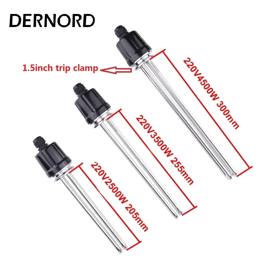 DERNOR 1.5 Inches Tri Clamp Immersion Heating Element 220V Electrice Water Heater for Brewing/Boiler 2500w/3500w/4500w SUS304
DERNOR 1.5 Inches Tri Clamp Immersion Heating Element 220V Electrice Water Heater for Brewing/Boiler 2500w/3500w/4500w SUS304