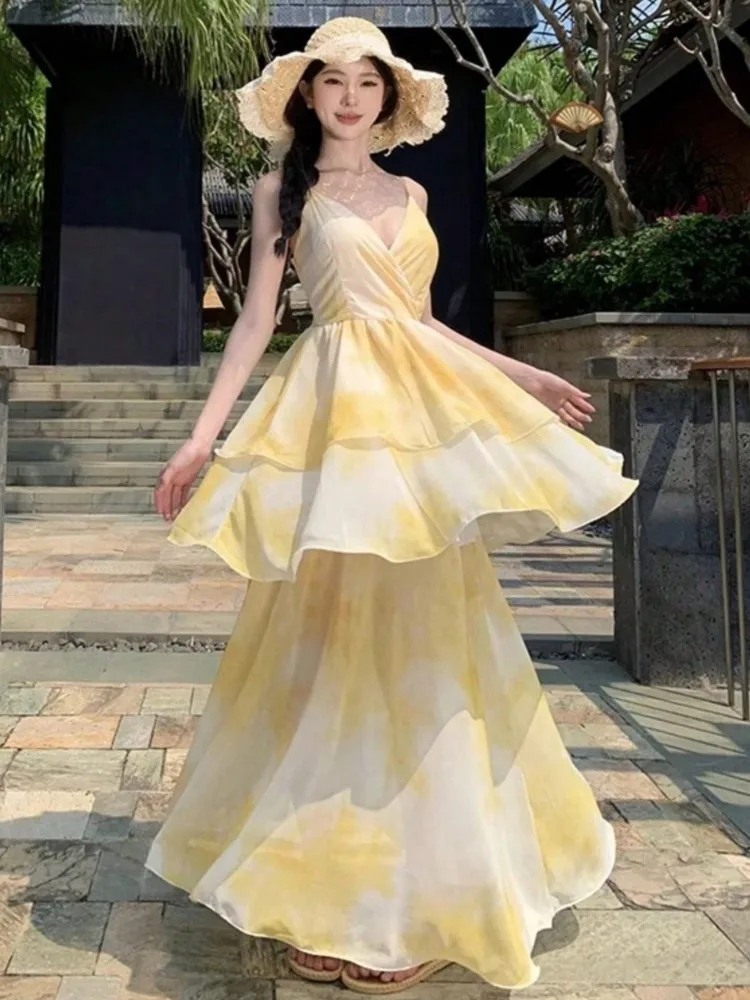 Women Chiffon Beach Long Dresses Sleeveless Spaghetti Strap Holidays Vestidos Elegant Sexy Layered Maxi Evening Party Dress New
Women Chiffon Beach Long Dresses Sleeveless Spaghetti Strap Holidays Vestidos Elegant Sexy Layered Maxi Evening Party Dress New