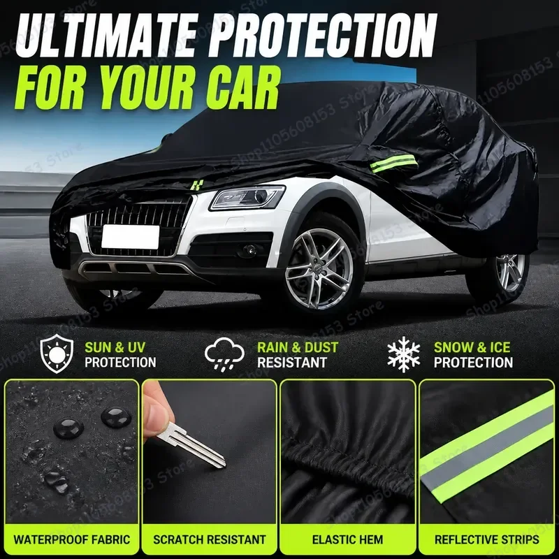 For Audi Q5 Outdoor Full Coverage Car Cover 210T Waterproof UV Resistant Dustproof Snow Proof Sun Shade Protection Black
For Audi Q5 Outdoor Full Coverage Car Cover 210T Waterproof UV Resistant Dustproof Snow Proof Sun Shade Protection Black
