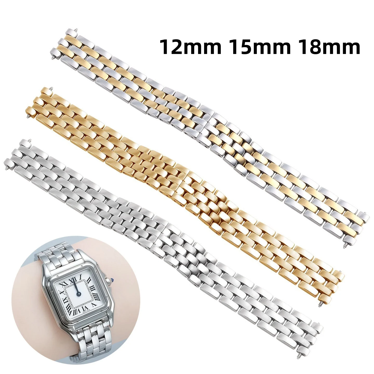 Новый металлический ремешок для часов Cartier Santos Cheetah Series, цельный браслет из нержавеющей стали, женский ремешок для часов 12 мм, 15 мм, 18 мм
Новый металлический ремешок для часов Cartier Santos Cheetah Series, цельный браслет из нержавеющей стали, женский ремешок для часов 12 мм, 15 мм, 18 мм